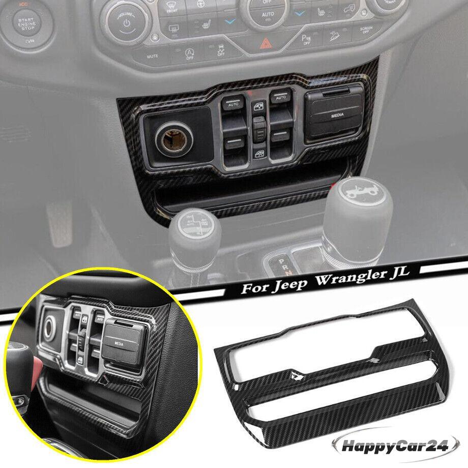 1P Window Control Cover Trim Accessories Carbon Fiber For Jeep Wrangler JL 18-23