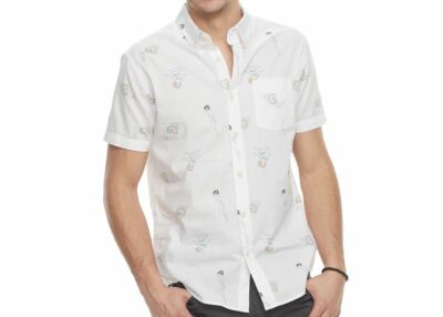 Urban Pipeline Men's Bikini Beach Print White S/S Shirt S M L XXL New $34
