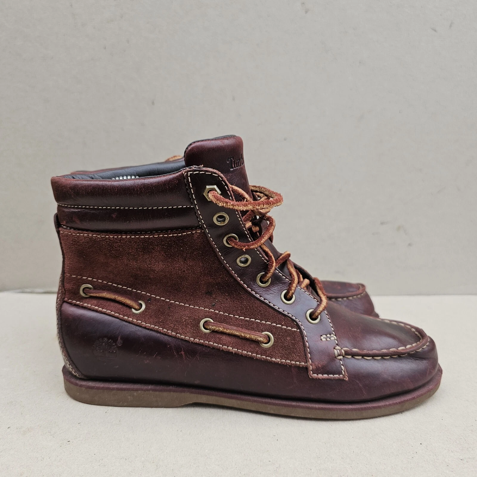 Stivali alti Timberland Classic 7 occhielli 18685 da donna in pelle marrone stringati UK7