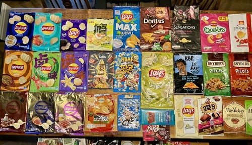 29 Empty Packets Of Chinese, Korean, US, Crisps Chips & More - Lays, Calbee, Kit