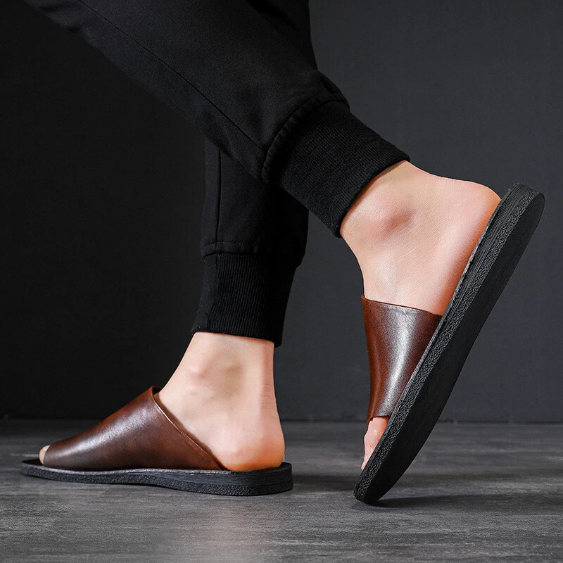 Verano Nuevo Estilo Zapatillas Hombres Moda Cuero Genuino Antideslizantes Sandalias Zapatos Foto 4 de 4