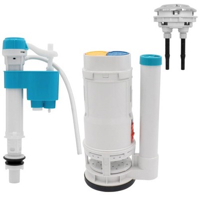 T Tulead Toilet Flush Valve 2.5'', Fill 1/2'', Push Button Small, Blue