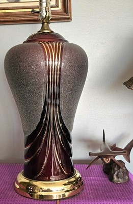Vintage 1990s Heyco Art Deco Amethyst Table Lamp 1 matching set