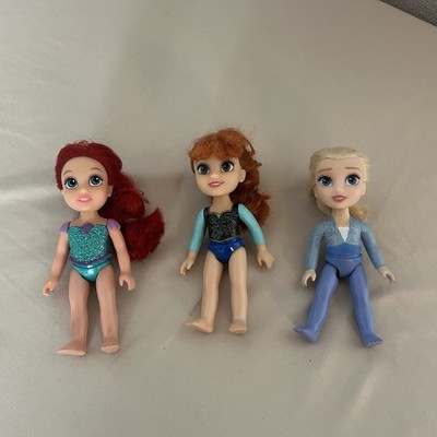 Disney Petite Princess Dolls lot of 3  6 inch Dolls Ariel, Anna, Elsa