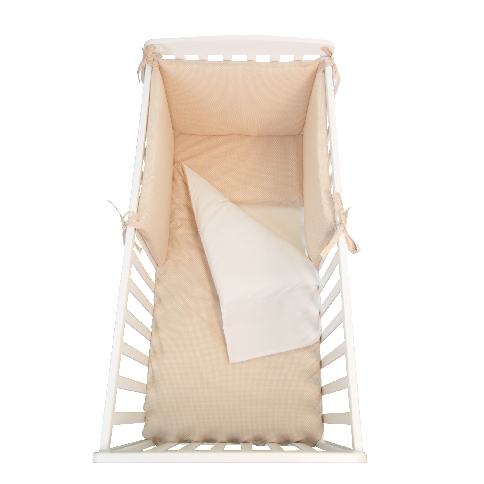 Corredo Completo Culla/Lettino Neonato NOCCIOLA POIS Cotone 100% Made In Italy