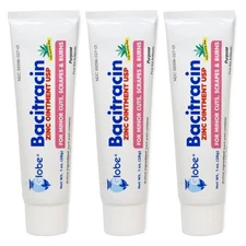 (3 Pack) Bacitracin Zinc Ointment + Aloe 1oz - Maximum Strength Antibiotic fo...