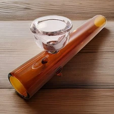 4.75" Inch Glass Pipe Steamroller Style Smoking Pipe Amber Pink Free Screens