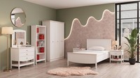 WeißEs Modernes Jugendzimmer Bett Schrank Kommode Nachttische BüCherregal