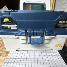 Plano 6202 Two Tray Hard Case Tackle Box Blue White Plastic 14 Dividers