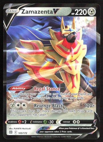 Pokemon Zamazenta V Holo SWSH09: Brilliant Stars 105/172 NM