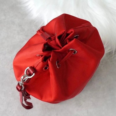 Prada Poconote Nylon Drawstring Mini Bag Red Authentic Women's Pouch