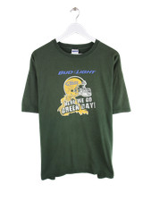 Gildan 00s NFL Green Bay Bud Light Print T-Shirt Green XL Mens