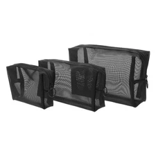 3 Pcs Mesh Zipper Pouch Bags Travel Pouches Girls Makeup Cosmetic