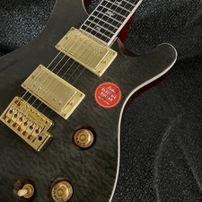 Electric Guitar Quilted Maple Top Veneer Tremolo Stainless Frets Solid Black