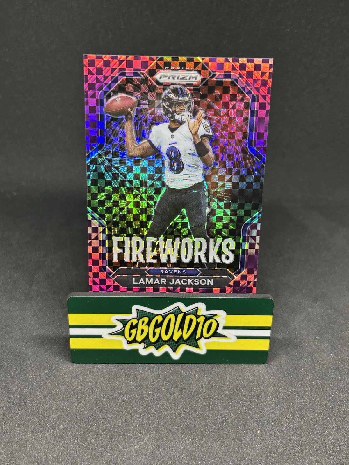 2022 Panini Prizm - Fireworks Lamar Jackson #F-7 Purple Power Prizm /49