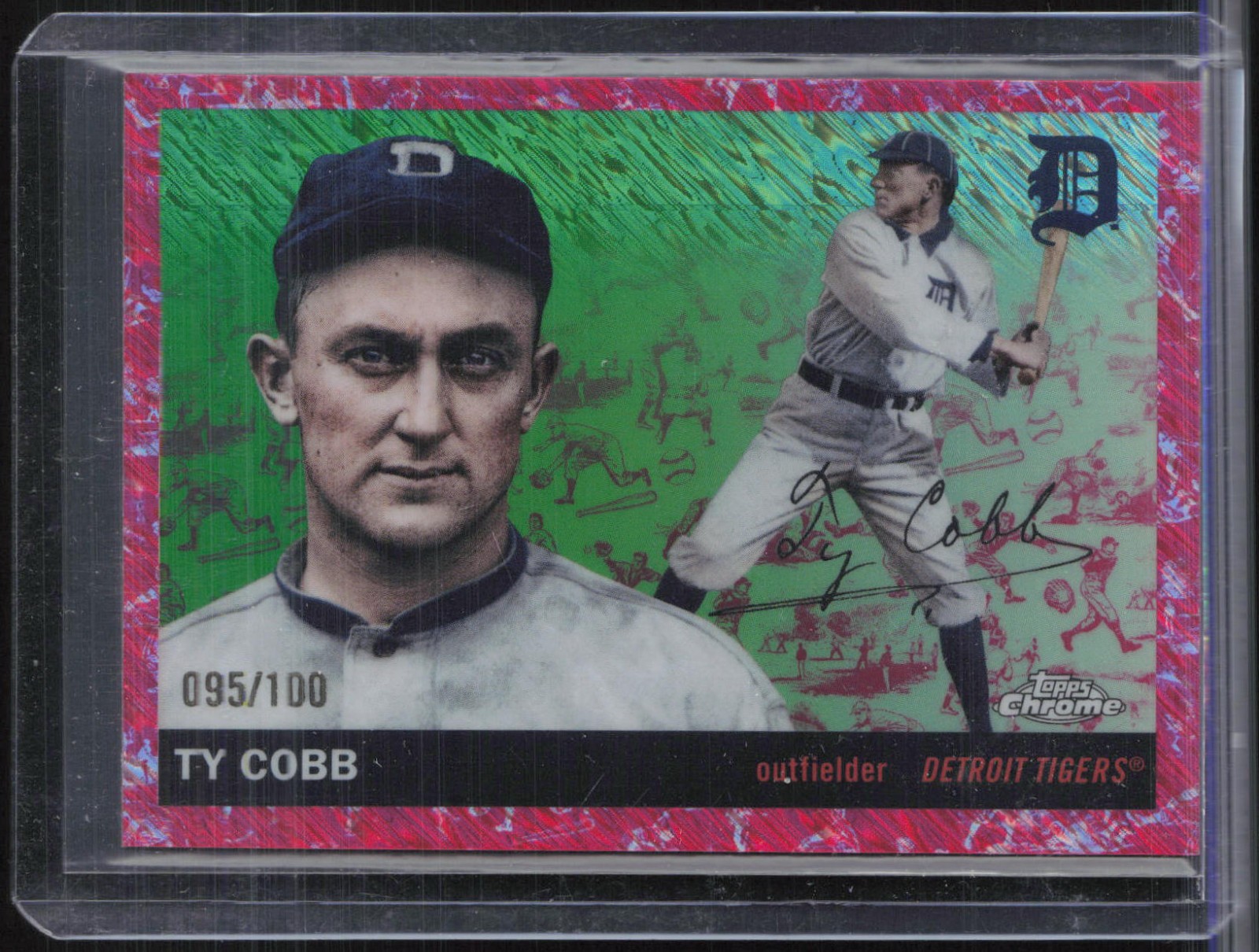 2025 Topps Chrome Platinum Anniversary Pink Shimmer #492 Ty Cobb 95/100
