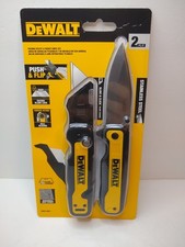 NEW Dewalt Push and Flip Folding Utility & Pocket Knife Set DWHT10997