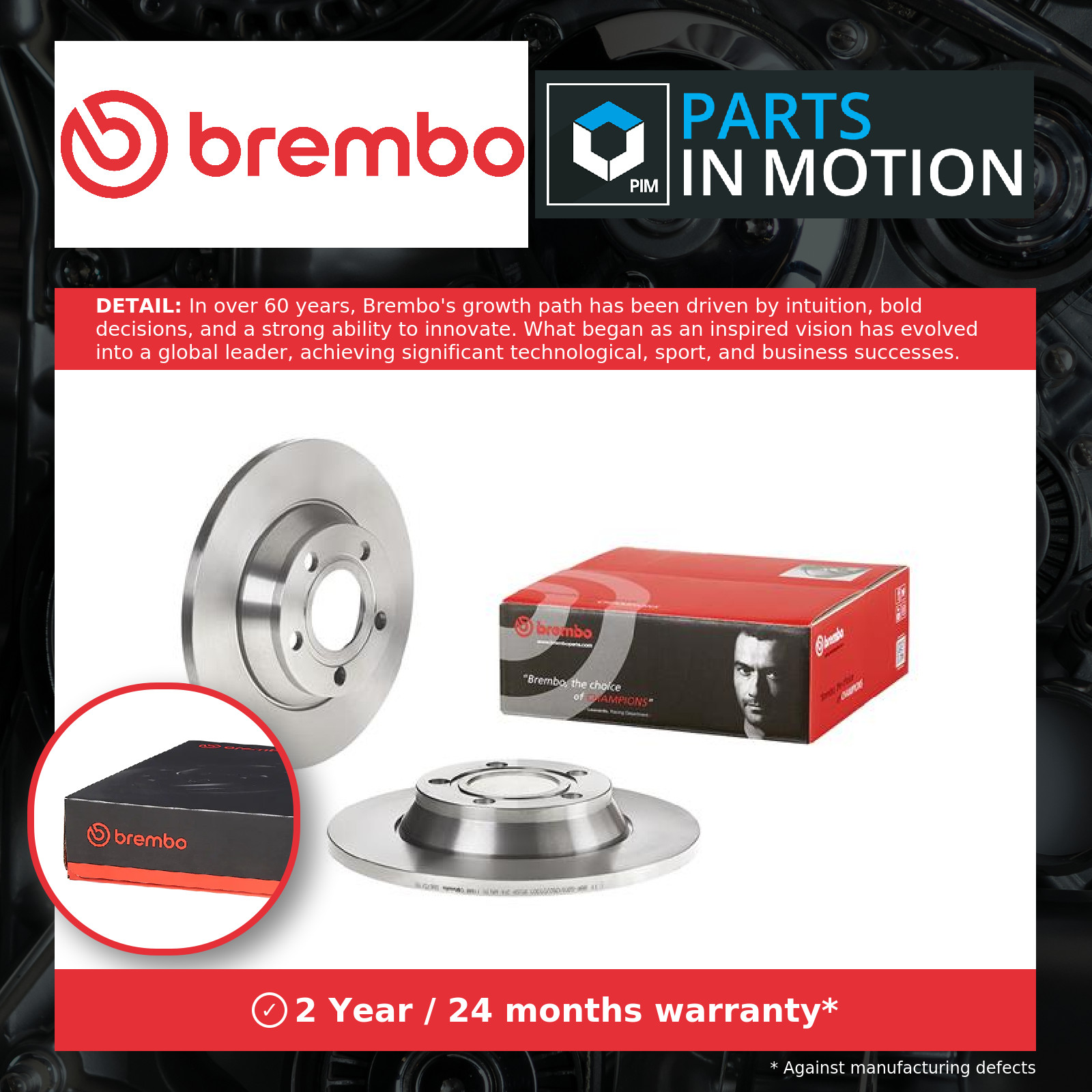 2x Brake Discs Pair Solid Front 280mm 08.6751.10 Brembo Set 8D0615301A Quality - Image 4