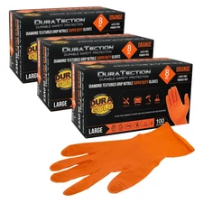 Duratection 8 Mil Super Duty Diamond Textured Nitrile Gloves, 300 Gloves, Large