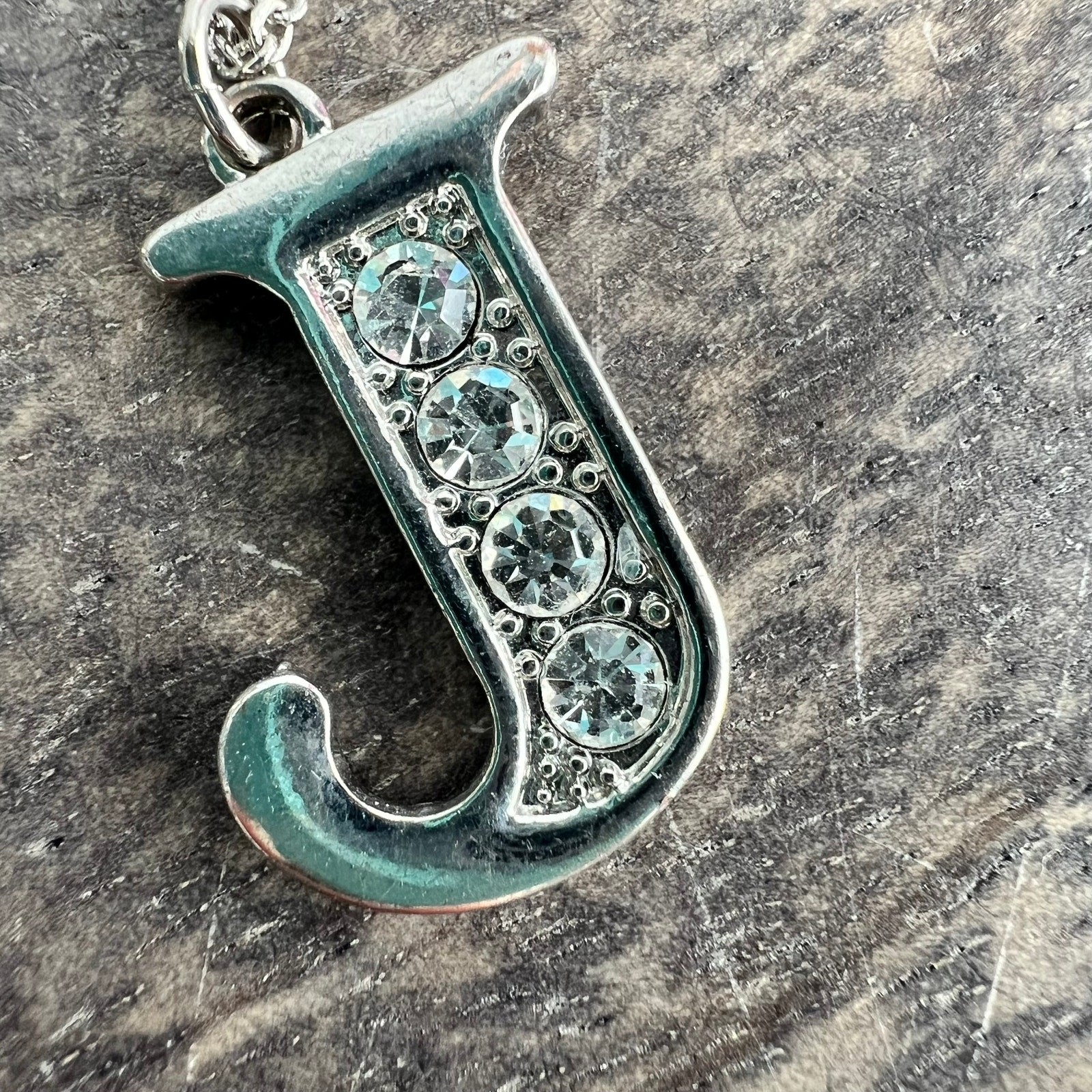 J Initial Rhinestone Studded Adjustable Pendant N… - image 3