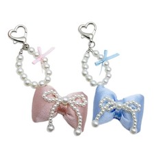Pearl Beaded Bowknot Keychain Pendant Hanging Decoration Backpack Bag Charm