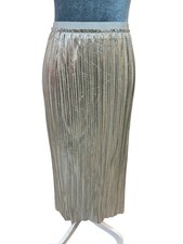 Maeve by Anthropologie Party Midi Pleaded Metallic Skirt Elastic Waist Size US 4