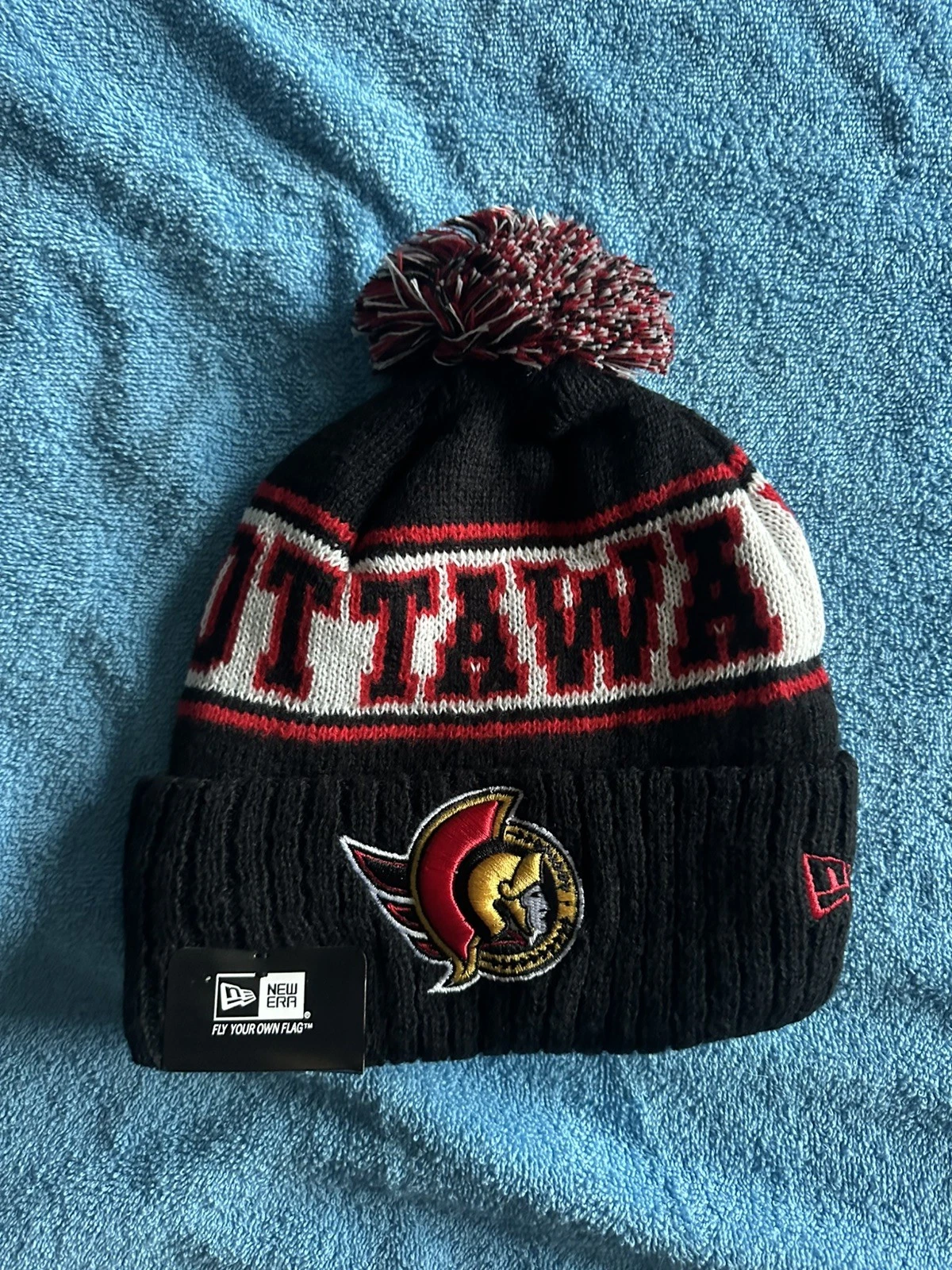 Ottawa Senator NHL Bobble Hat Beanie Team Logo Black