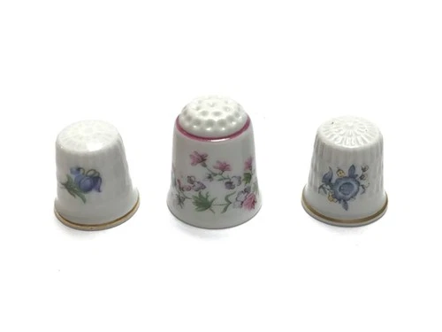 Floral Flowers Thimble Lot of Three Reutter and Kaiser West Germany