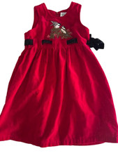 Vintage Red Velvet Girls Christmas Birds Dress Jumper National Wildlife Sz 5 6