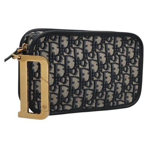 Sac pochette toile Dior Trotter bleu marine authentique