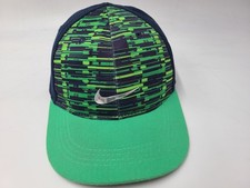 Youth Size 4-7 Nike Snapback Hat Cap Polyester Swoosh Logo Boy Girl Green Blue