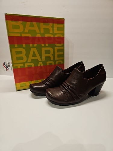 Bare Traps Boots Womens 8 M Harlie Ankle Booties Heels Brown Leather Slip On