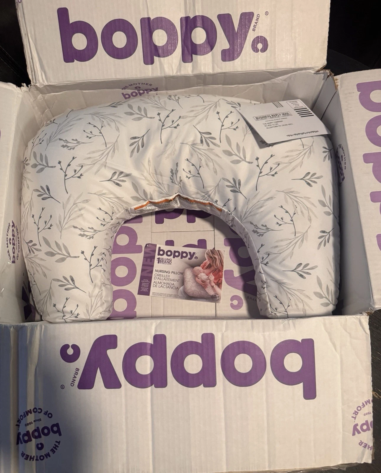 Boppy Nursing Pillow - Firm, Ergonomic U-Shaped -Gray gentle leaves
Opens in a new window or tab