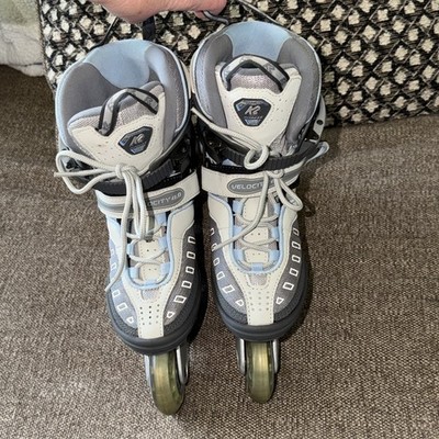 K2 VELOCITY 4.0 In-line Skates Rollerblades Women s Size 7 Grey & Blue Nice!