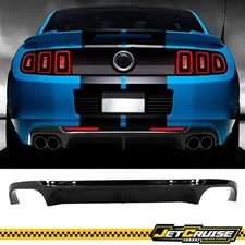 Fits 13-14 Ford Mustang GT500 Rear Bumper Lip Diffuser Gloss Black PP + V1 Fin