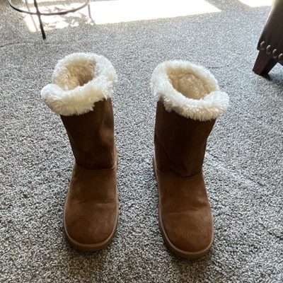 Joe Boxer Women s Brown Suede Fur Trim Ankle Bootie Boots Round Toe Size 8