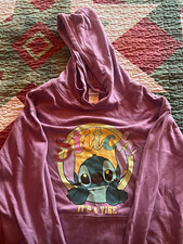 Disney Stitch Purple Pullover Hoodie Unisex Kids M Long Sleeve Graphic Print