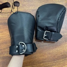 SM PU Leather Puppy Paw Gloves Restraint Bondage Gloves Dog Claw Cuffs Roleplay