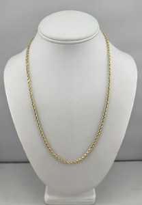10K / 5.4 Grams Yellow Gold 22”/ 3mm DIAMOND CUT HOLLOW Rope Chain - NICE!