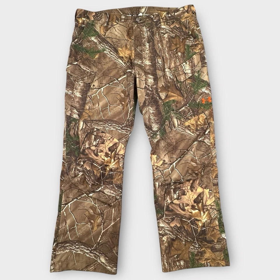 Under Armour Storm Pants Mens 42x32 Ripstop RealTree Camo Field Cargo Hunting - Image 2 of 4