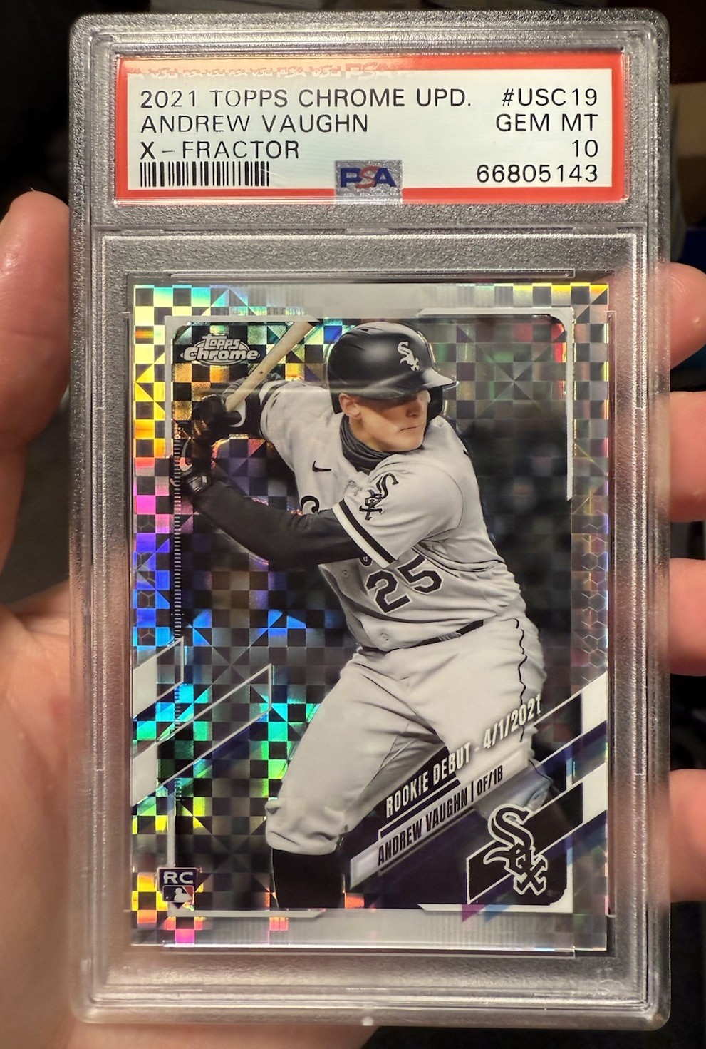 Andrew Vaughn 2021 Topps Chrome Update X - Fractor /99 PSA 10 Rookie Card RC