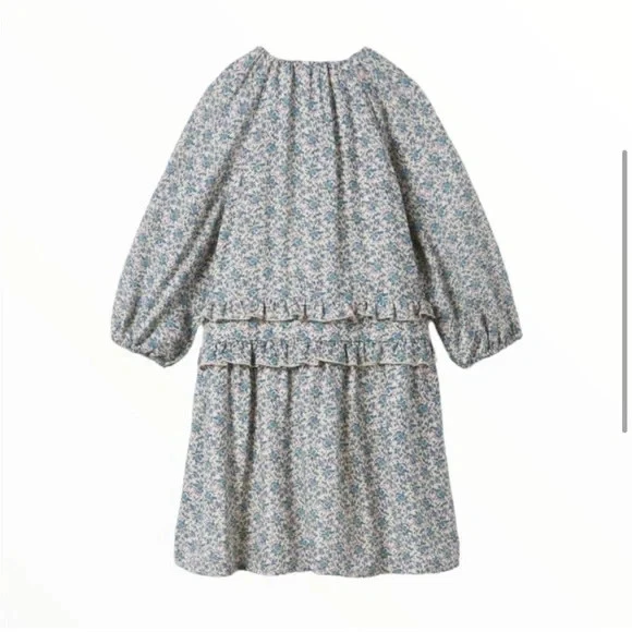 Vestido Zara feminino 6 babado floral manga longa gola V mistura de lã 6595/098 - Imagem 4 de 4