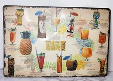Tiki bar drinks  8X12 Tin Sign poster plate  Tropical Tiki Bar Island pineapple 