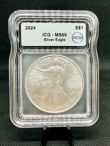 2024 American Silver Eagle ICG MS69 Graded! 1 Oz .999 Silver!