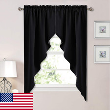NICETOWN Blackout Window Treatment Pole Pocket Kitchen Tier Curtains- Tailored S