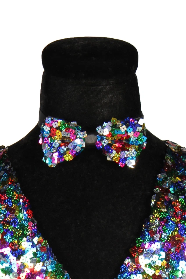 THETRU B.V. Fliege Pailletten bunt Karneval Fasching Silvetser Verkleidung Zubehör Glitter