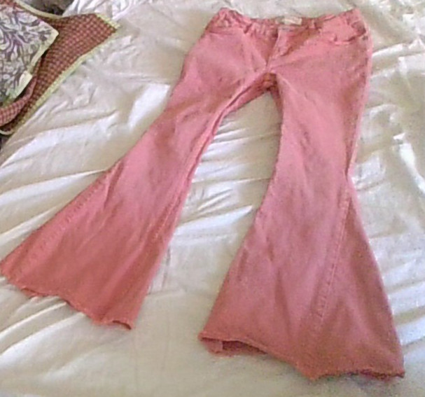 Shyanne Girls 8 WIDE BELL BOTTOM Jeans Orange 22x23 Fancy Cowgirl Rodeo Horse