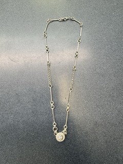 Custom 14K White Gold Necklace Diamond Pendent 17" 19.6 Grams Approx 0.50CTW