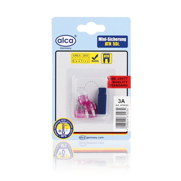 alca® Mini-Sicherungen 3A 5Stk. Set Im Blister, 32V, Violett-image