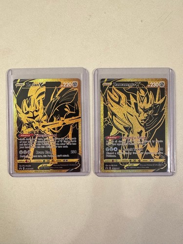 Zacian V SWSH076 Zamazenta V SWSH077 Gold Black Star Promo Bundle Pokemon